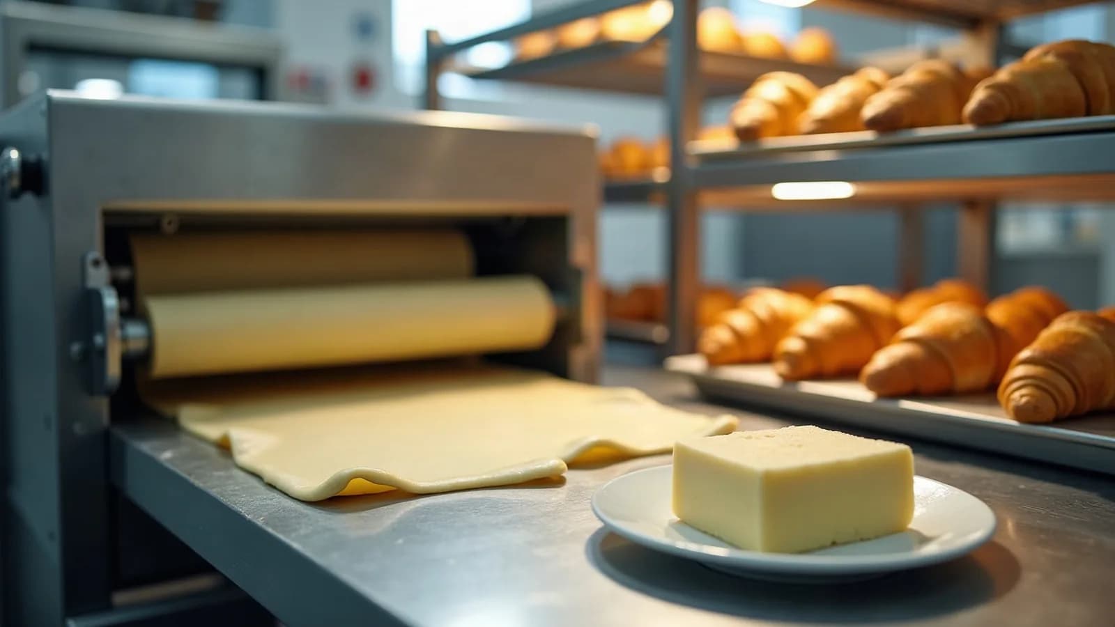 Industrial bakery laminated dough production